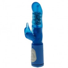 Синий вибратор с клиторальным стимулятором «Classic Dolphin», длина 24 см, Seven creations 50946, длина 24 см., со скидкой