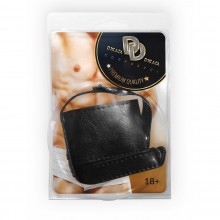 Утяжка на пенис и мошонку с кольцом, черная, Джага-Джага 901-09 BX DD, из материала Экокожа, цвет Черный, длина 21 см., со скидкой