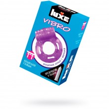 Фиолетовое эрекционное виброкольцо «Бешеная гейша» + презерватив, 1 шт, Luxe 715, из материала силикон, со скидкой