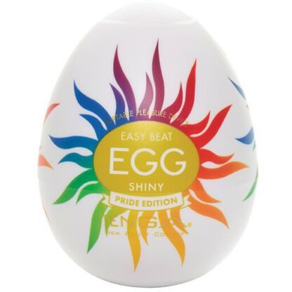 Одноразовый эластичный мастурбатор-яйцо «Tenga Egg Shiny Pride Edition», EGG-011P, из материала TPE, цвет белый, длина 6.1 см., со скидкой