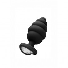 Черная ребристая анальная пробка с ребрами разного диаметра, рабочая длина 7 см, Shots OU458BLK, бренд Shots Media, длина 8 см.