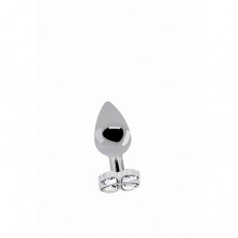 Серебряная анальная пробка с прозрачным бриллиантовыми кристаллами в форме клевера, Shots RIC012SIL, бренд Shots Media, из материала металл, длина 7 см.