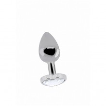Серебряная анальная пробка с прозрачным бриллиантовым кристаллом в форме сердца, Shots RIC014SIL, бренд Shots Media, длина 8.2 см.
