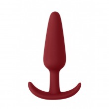 Красная силиконовая анальная пробка для ношения «Slim Butt Plug», рабочая длина 7.5 см, Shots SHT427RED, бренд Shots Media, цвет красный, длина 8.3 см.