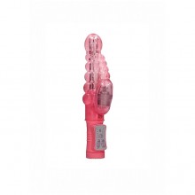 Розовый вибратор-кролик «Rotating Bubbles» с функцией ротации, рабочая длина 11 см, Shots SHTO006PNK, бренд Shots Media, из материала TPE, длина 23.2 см., со скидкой