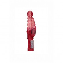 Красный вибратор-кролик «Rotating Bubbles» с функцией ротации, рабочая длина 11 см, Shots SHTO006RED, бренд Shots Media, из материала TPE, коллекция Shots Toys, длина 23.2 см., со скидкой