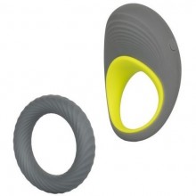 Набор серых эрекционных колец «Link Up Edge», внутренний диаметр 3.75 см, California Exotic Novelties SE-1350-00-3, из материала силикон, длина 9 см., со скидкой