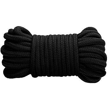 Черная веревка для связывания «Thick Bondage Rope», 10 м., Shots OU355BLK, из материала хлопок, 10 м., со скидкой