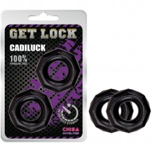 Набор из 2 черных эрекционных колец «Cadiluck» в виде гаек, Chisa CN-370328558, бренд Chisa Novelties, диаметр 2.1 см.