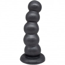 Черная насадка-плаг «Platinum 9» в виде елочки из шариков на харнесс-трусики, ПВХ, Lovetoy 138700, цвет черный, длина 24 см., со скидкой