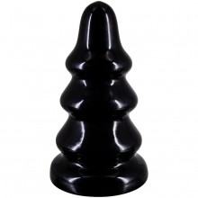Черная анальная пробка «MAGNUM» размером 18 - 20,5 см, цвет черный, обтекаемая, рельефная форма, от Lovetoy 421800, бренд LoveToy А-Полимер, из материала ПВХ, длина 20.5 см., со скидкой