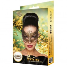 Женская карнавальная маска «Фейт» золотого цвета, Джага-Джага 963-24 BX DD, из материала полиэстер