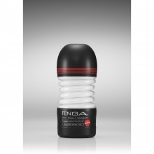 Оригинальный мастурбатор «Rolling Head Cup Strong» с эффектом скручивания, Tenga TOC-203H, из материала TPE, цвет черный, длина 15.5 см., со скидкой