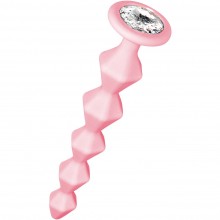 Розовая анальная цепочка со стразом «Emotions Buddy», Lola Games 1400-01lola, из материала силикон, длина 17.7 см., со скидкой