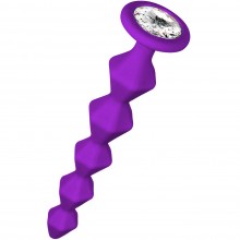 Фиолетовая анальная цепочка с кристаллом «Emotions Buddy», максимальный диаметр 4.1 см, Lola Games 1400-03lola, из материала силикон, длина 17.7 см., со скидкой