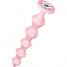 Розовая анальная цепочка с кристаллом «Emotions Chummy», максимальный диаметр 3.5 см, Lola Games 1401-01lola, цвет розовый, длина 16 см., со скидкой