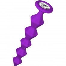 Анальная цепочка с кристаллом «Emotions Chummy», фиолетовая, максимальный диаметр 3.5 см, Lola Games 1401-03lola, из материала силикон, длина 16 см., со скидкой