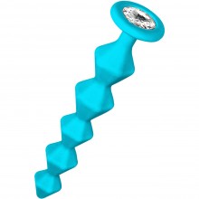 Анальная цепочка с кристаллом «Emotions Chummy», голубая, Lola Games 1401-02lola, из материала силикон, цвет голубой, длина 16 см., со скидкой