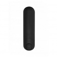 Перезаряжаемая вибропуля «BGT» черного цвета, рабочая длина 4 см, Shots BGT006BLK, бренд Shots Media, из материала пластик АБС, длина 7.7 см., со скидкой