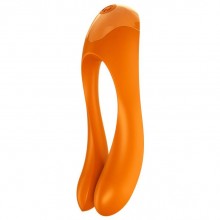 Универсальный массажер для пар «Candy Cane» оранжевого цвета, Satisfyer J2018-121-1, из материала силикон, длина 11 см., со скидкой