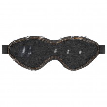 Джинсовая маска на глаза «Roughend Denim Style» черного цвета, Shots OU476BLK, бренд Shots Media, длина 23 см., со скидкой