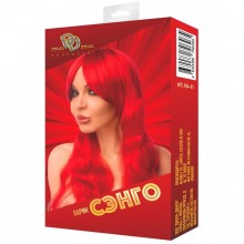 Яркий красный парик «Сэнго» с челкой и длинными волосами, Джага-Джага 964-01 BX DD, из материала синтетика, длина 65 см., со скидкой