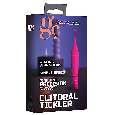 Клиторальный вибромассажер «Clitoral Tickler» для точечной стимуляции, розовый, диаметр кончика 0.6 см, Shots GC038PNK, бренд Shots Media, длина 16 см.