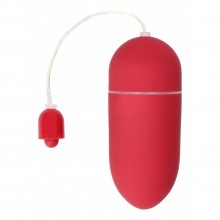 Небольшое красное виброяйцо «Vibrating Egg» с регулятором скорости на конце шнура, общая длина 8 см, диаметр 3.4 см, Shots SHT024RED, бренд Shots Media, из материала Пластик АБС, коллекция Shots Toys, длина 8 см.