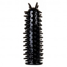 Черная насадка на пенис с силиконовыми шипами «Spiky Penis Extension», общая длина 13 см, Shots SHT112BLK, коллекция Shots Toys, длина 13 см., со скидкой