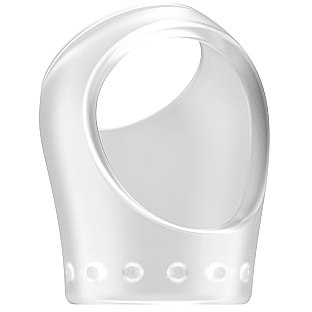Эрекционное кольцо для пениса и мошонки «Cockring with Ball Strap No.45», прозрачное, Shots SON045TRA, бренд Shots Media, из материала TPE, длина 6.1 см., со скидкой