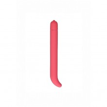 Вибромассажер с удлиненным стержнем и мягким изогнутым наконечником для стимуляции точки G, розовый, Shots SHT428PNK, бренд Shots Media, из материала пластик АБС, длина 16 см.