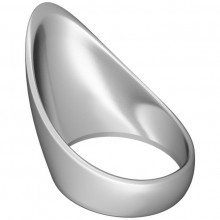 Среднее каплевидное эрекционное кольцо «Teardrop Cockring №4» из металла с язычком, Джага-Джага 742-04 PP DD, цвет серебристый, длина 6.5 см.