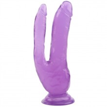 Фиолетовый анально-вагинальный фаллоимитатор «Hi-Rubber 8.0» с присоской, общая длина 20 см, Chisa CN-711916421, бренд Chisa Novelties, из материала ПВХ, длина 20 см.