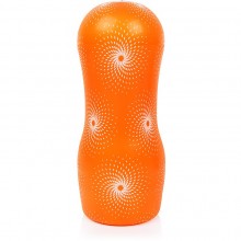Мужской нереалистичный мастурбатор в колбе с текстурным внутренним тоннелем, длина 18 см, диаметр 7 см, A-loving 2053, из материала TPE, цвет оранжевый, длина 18 см.