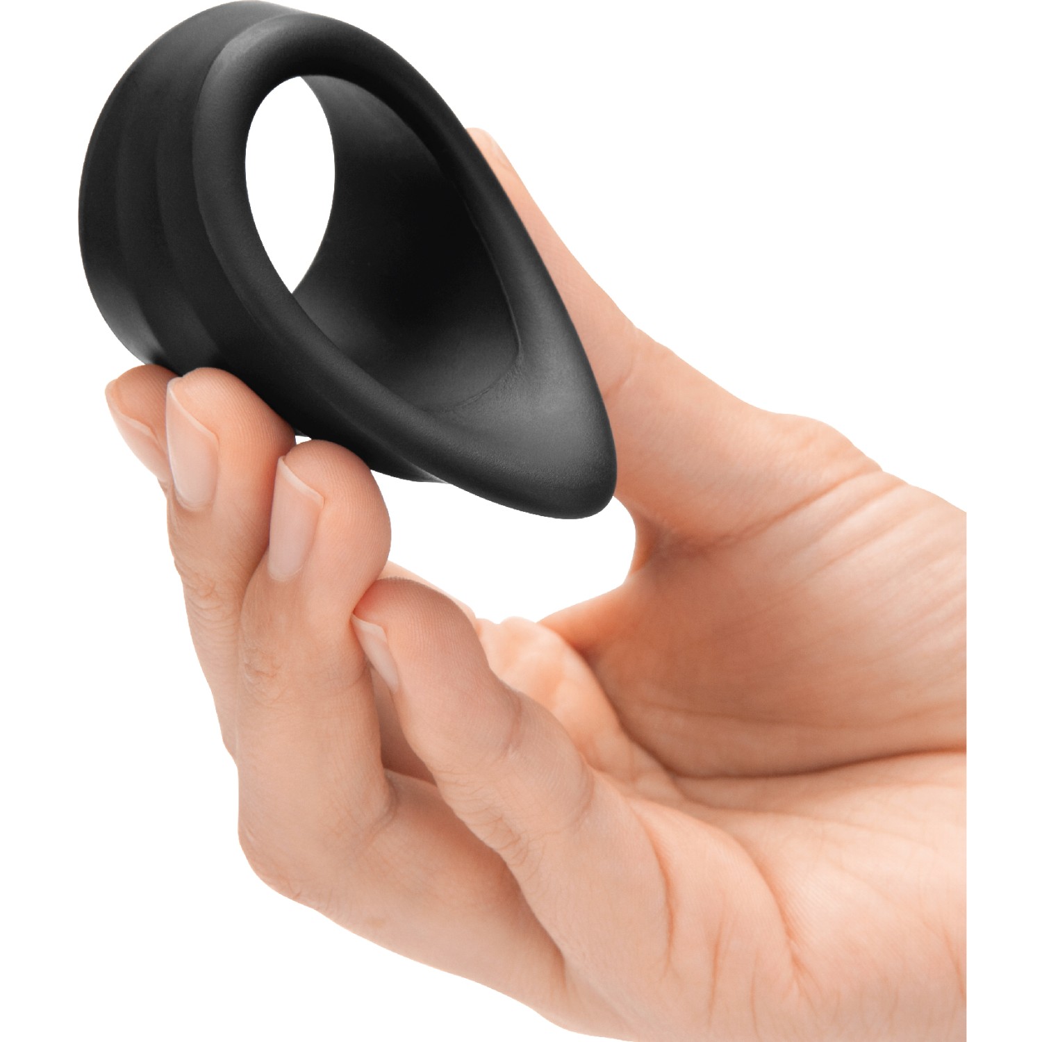 Эрекционное кольцо из силикона «Mojo Molto» c ребристой текстурой и продолговатым выступом в верхней части, черное, MOJO-009, бренд Gopaldas, цвет черный, со скидкой