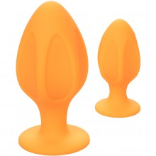 Набор из двух оранжевых анальных пробок разного размера «Cheeky», California Exotic Novelties SE-0440-40-3, бренд CalExotics, из материала силикон, длина 9 см., со скидкой