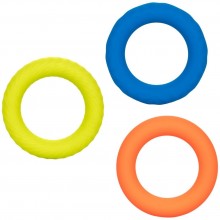 Набор силиконовых эрекционных колец «Link Up Ultra-Soft Climax Set» разных цветов, диаметр 3.75 см, California Exotic SE-1349-35-3, бренд CalExotics, диаметр 3.75 см., со скидкой