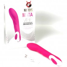 Ярко-розовый перезаряжаемый вибратор «Mata» для стимуляции точки G, рабочая длина 15 см, минимальный диаметр 2.5 см, Nv toys, из материала силикон, длина 21 см.