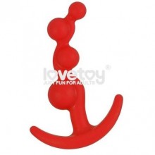 Красная анальная цепочка «Lure Me Silicone Anal Toy», общая длина 10.5 см, Lovetoy BK21RED, бренд Биоритм, из материала силикон, длина 10.5 см.