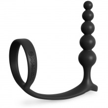 Анальные шарики с эрекционным кольцом «Ass-gasm Cockring Anal Beads», черные, Pipedream 4696-23 PD, цвет черный, длина 12 см., со скидкой