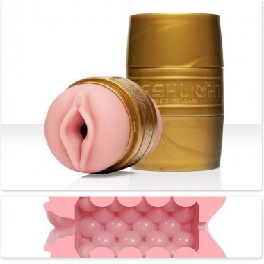 Мастурбатор «Quickshot Stamina», 2 в 1, вагина и анус, телесного цвета из Superskin, 10973, бренд FleshLight, из материала Super Skin, цвет золотой, длина 11.2 см.