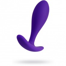 Силиконовая фиолетовая анальная пробка для ношения с ограничителем, рабочая длина 6.2 см, Штучки-дрючки 690022, цвет фиолетовый, длина 7.2 см., со скидкой