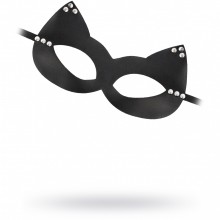 Кожаная маска «Кошка» с заклепками, черная, Штучки-дрючки 690060, цвет черный, со скидкой