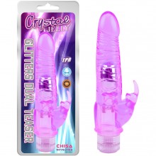 Вибратор «Glitters Dual Teaser Purple», с клиторальным стимулятором, CN-131055539, бренд Chisa Novelties, из материала TPE, длина 21 см.