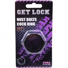 Эрекционное кольцо-шестигранник «Nust Bolts Cock Ring Black», цвет черный, CN-100394087, из материала TPE, диаметр 2.8 см.