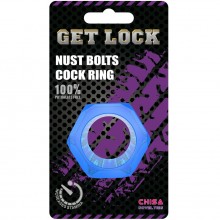 Эрекционное кольцо «Nust Bolts Cock Ring Blue» синего цвета, Chisa CN-100394084, бренд Chisa Novelties, из материала TPE, цвет синий, диаметр 2.8 см., со скидкой