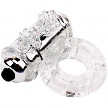 Прозрачное эрекционное виброкольцо «Vibrating Bull Ring Clear», CN-330377012, бренд Chisa Novelties, из материала TPE, коллекция Get Lock, диаметр 4 см.
