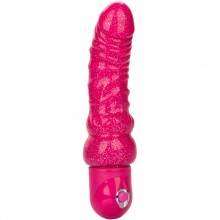 Гибкий вибромассажер для вагинальной стимуляции «Naughty Bits Lady Boner Bendable Personal Vibrator» с венами на стволе, цвет розовый, California Exotic Novelties SE-4410-65-3, длина 16 см., со скидкой