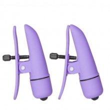 Зажимы-прищепки с вибрацией «Nipple Play Nipplettes», нежно фиолетового цвета, SE-2589-14-2, бренд CalExotics, из материала пластик АБС, цвет фиолетовый, длина 7 см.