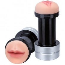 Двусторонний мастурбатор ротик и вагина «Realstuff 2 In 1 Hummer Mouth Vagina» в колбе, Dream Toys 20587, из материала TPR, длина 17.8 см., со скидкой